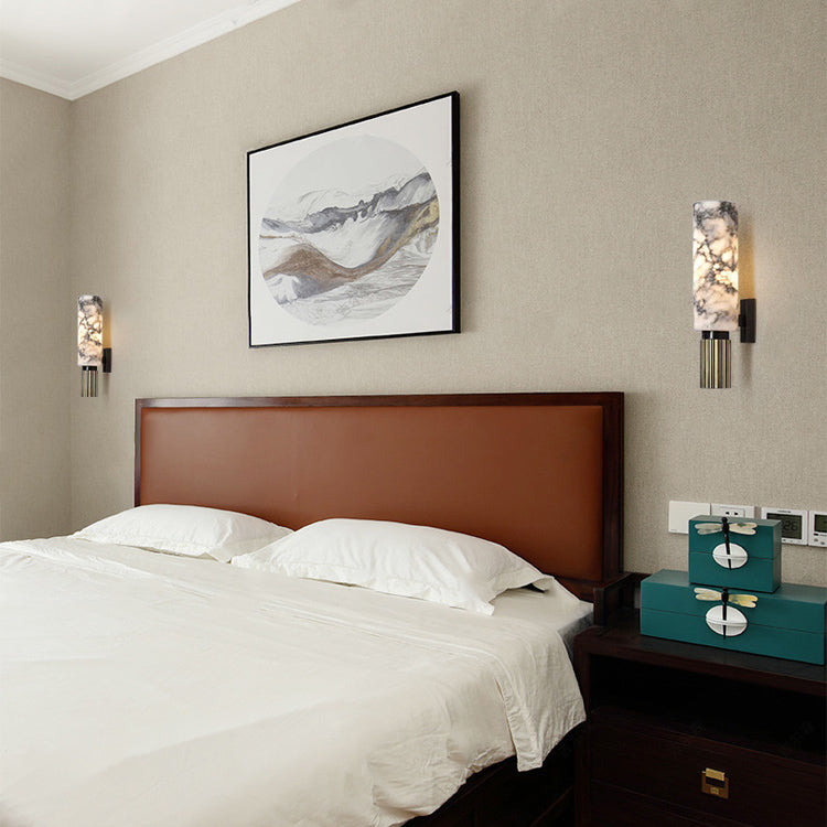 Cylindrical Copper Stone Iron Wall Lamp