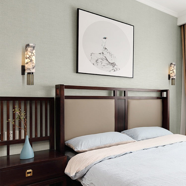 Cylindrical Copper Stone Iron Wall Lamp