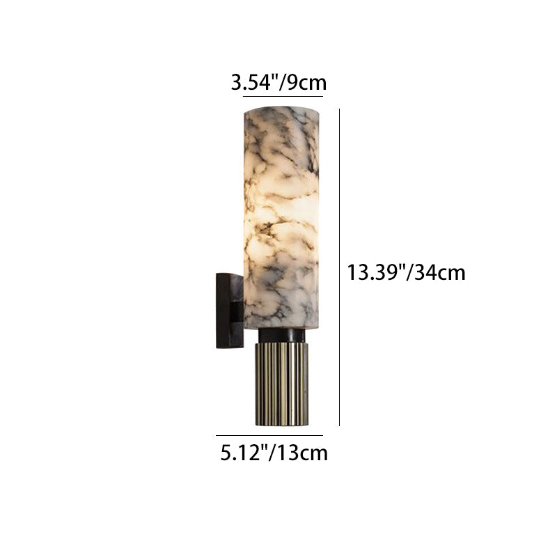 Cylindrical Copper Stone Iron Wall Lamp