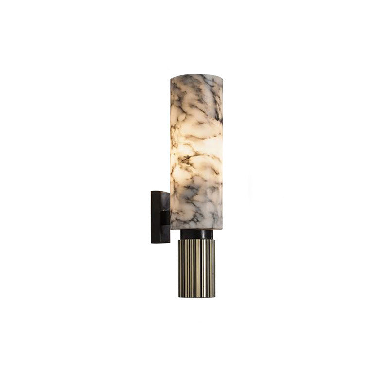 Cylindrical Copper Stone Iron Wall Lamp
