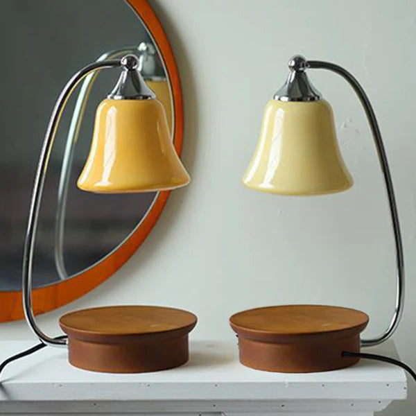 Glass Bell Solid Wood Table Lamp