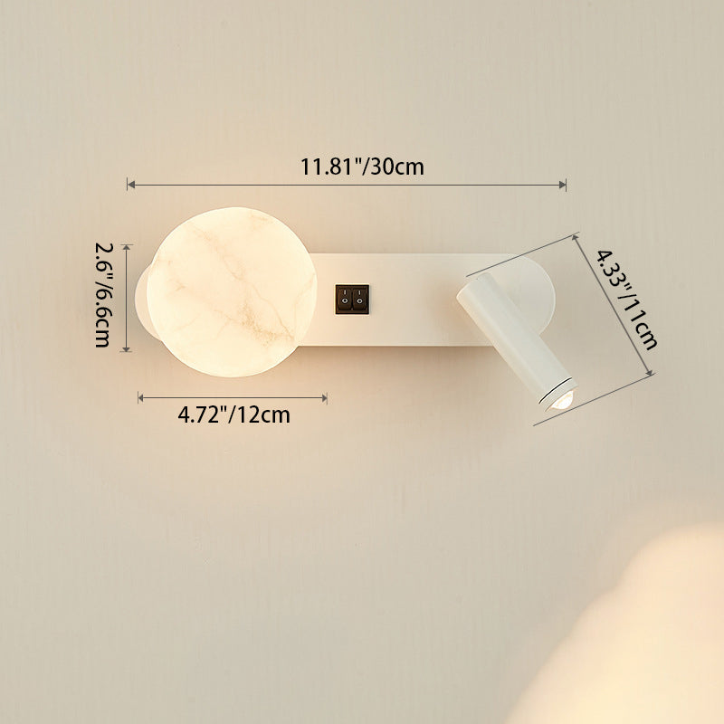 Round Aluminium Iron Jade 2-Light Wall Lamp
