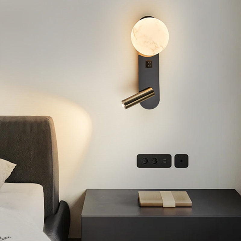 Round Aluminium Iron Jade 2-Light Wall Lamp
