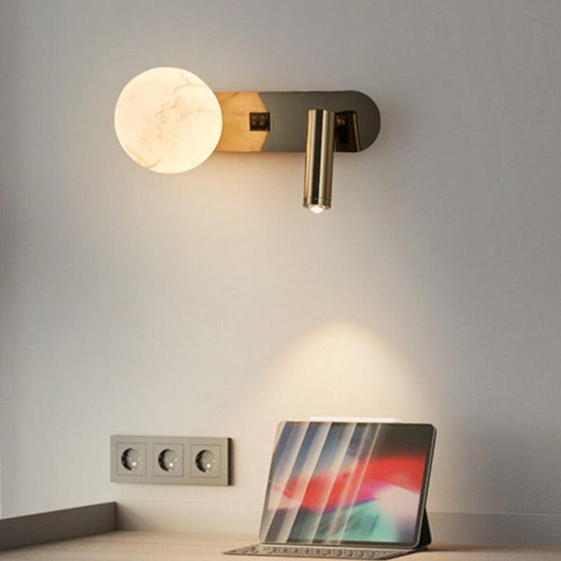 Round Aluminium Iron Jade 2-Light Wall Lamp