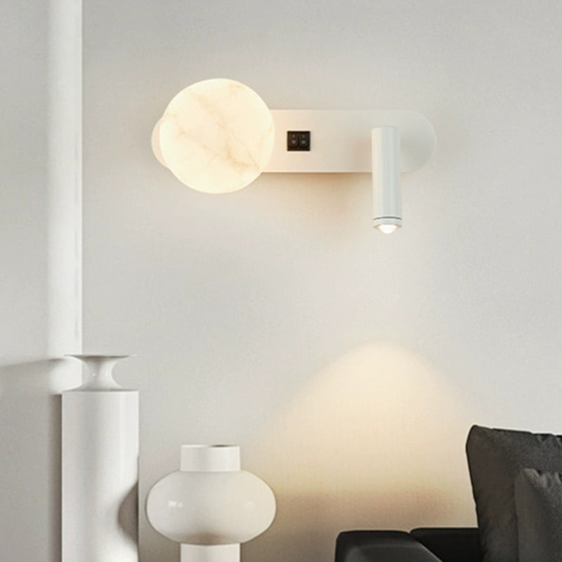 Round Aluminium Iron Jade 2-Light Wall Lamp