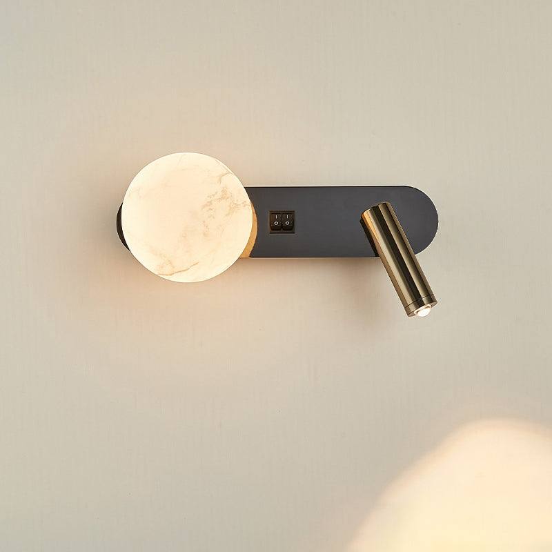 Round Aluminium Iron Jade 2-Light Wall Lamp
