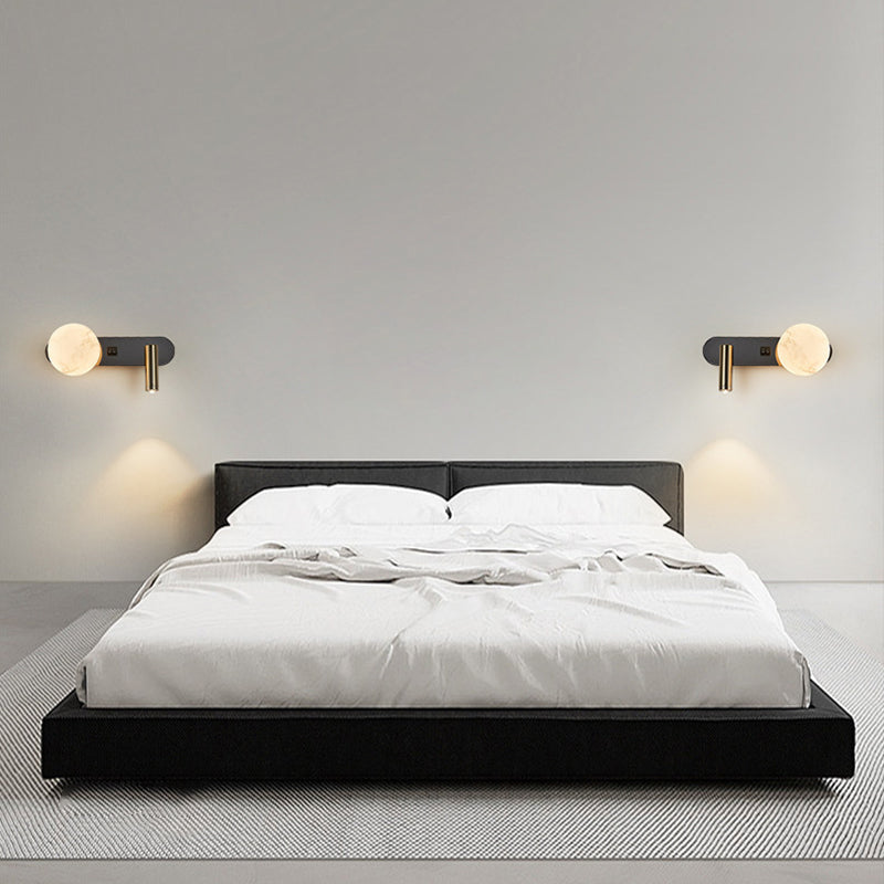 Round Aluminium Iron Jade 2-Light Wall Lamp