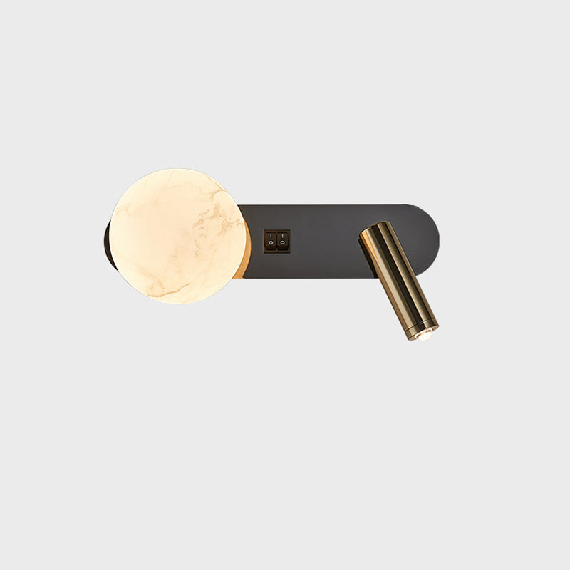 Round Aluminium Iron Jade 2-Light Wall Lamp