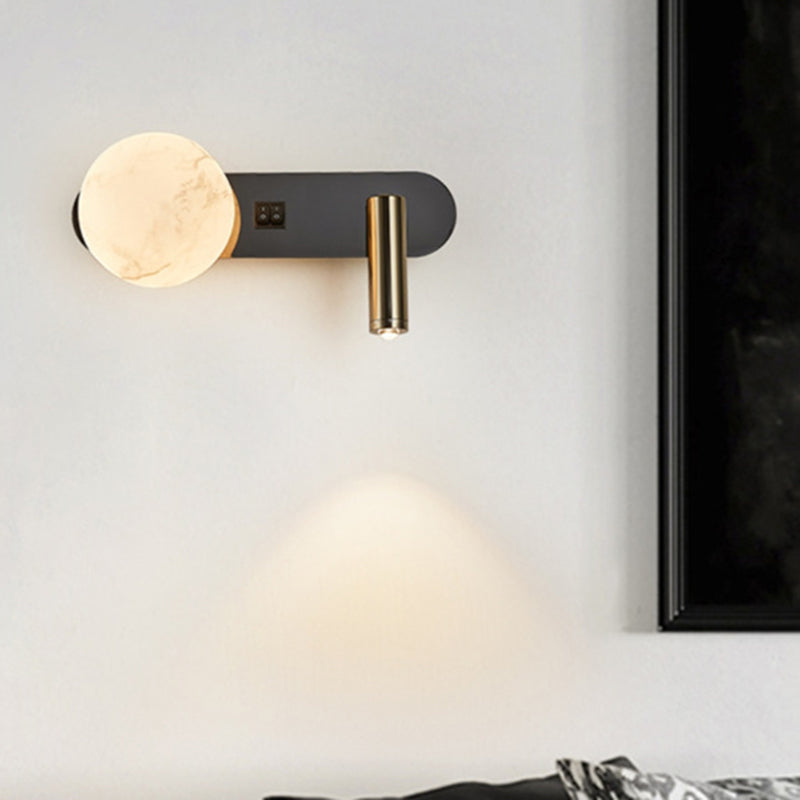 Round Aluminium Iron Jade 2-Light Wall Lamp