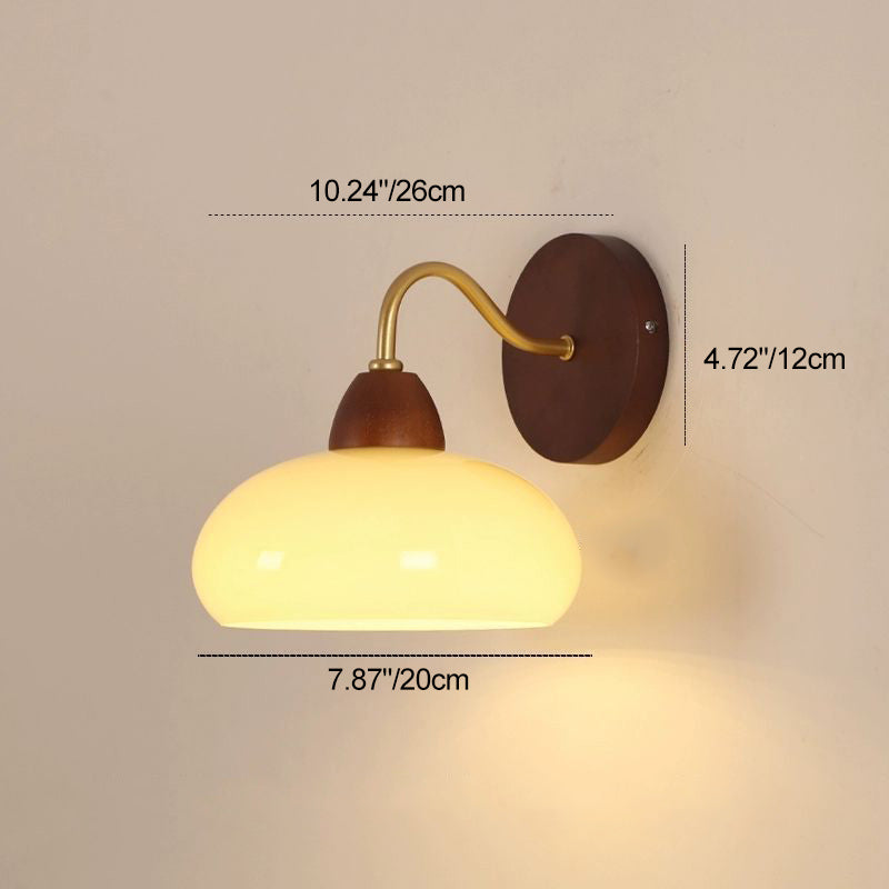 Solid Wood Iron Glass Wall Lamp