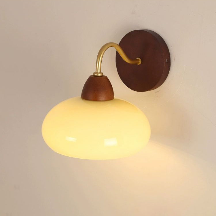 Solid Wood Iron Glass Wall Lamp