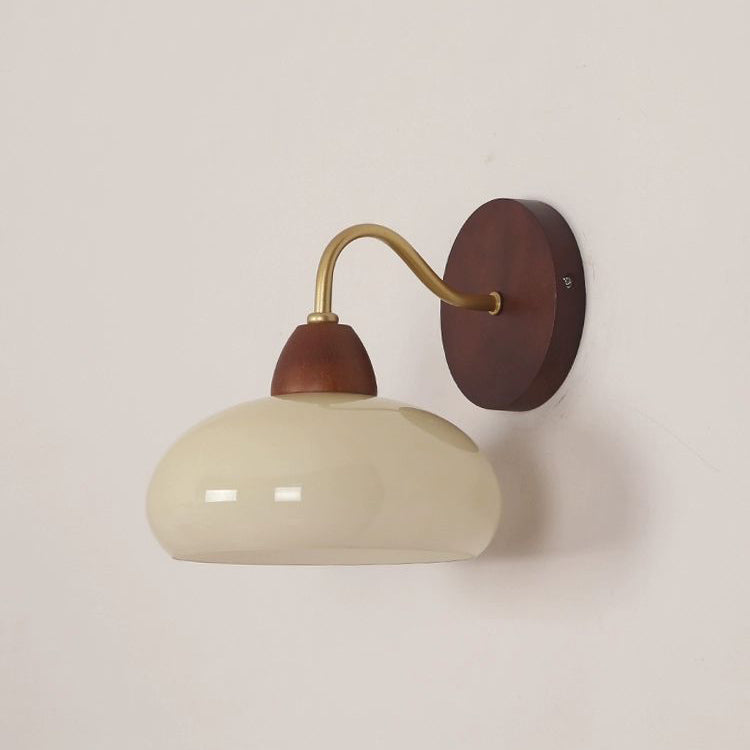 Solid Wood Iron Glass Wall Lamp