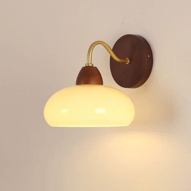 Solid Wood Iron Glass Wall Lamp