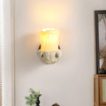 Wood Resin Glass Carved Wall Lamp