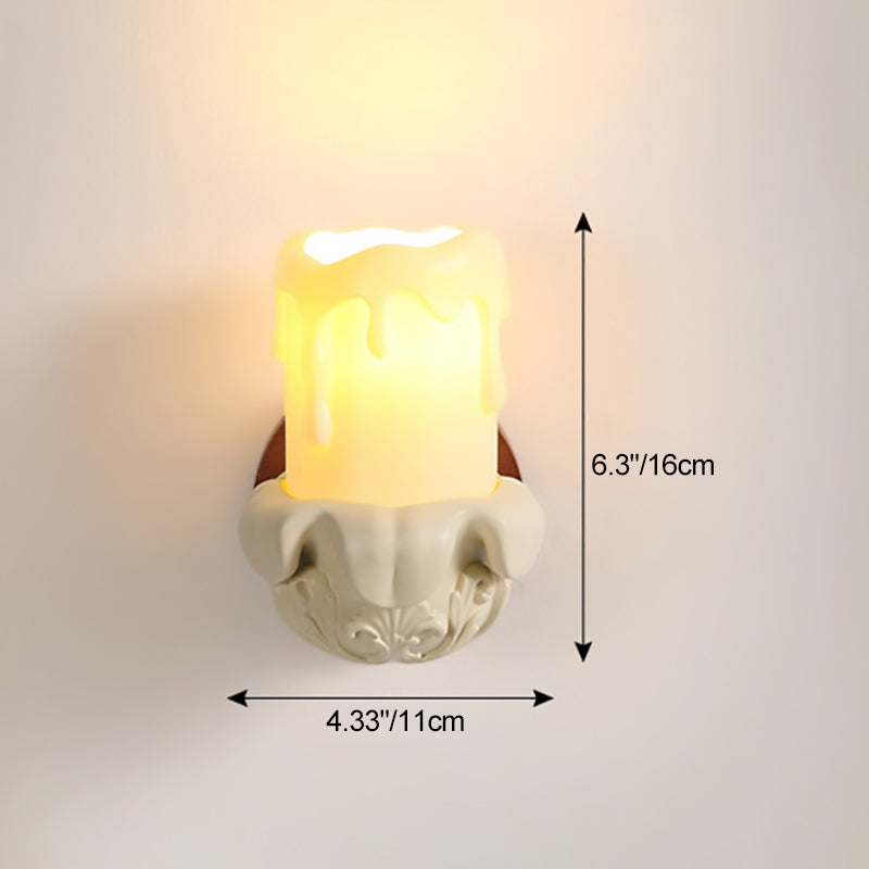 Wood Resin Glass Carved Wall Lamp