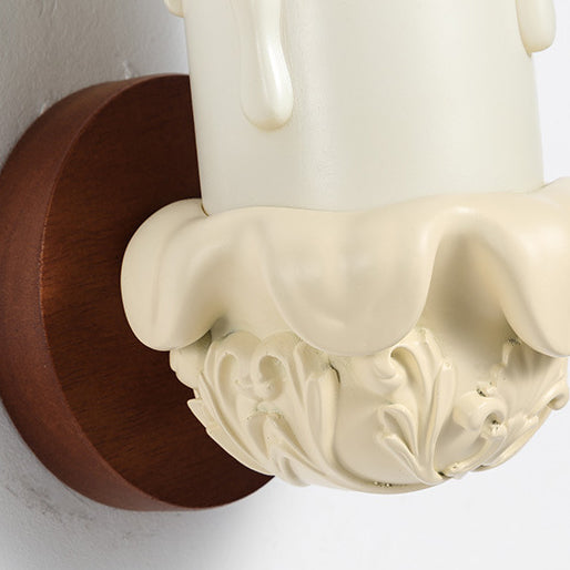 Wood Resin Glass Carved Wall Lamp