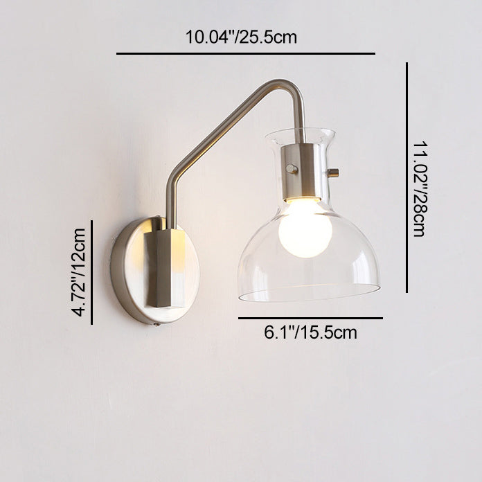 Iron Glass Semi-Circular Transparent Wall Lamp
