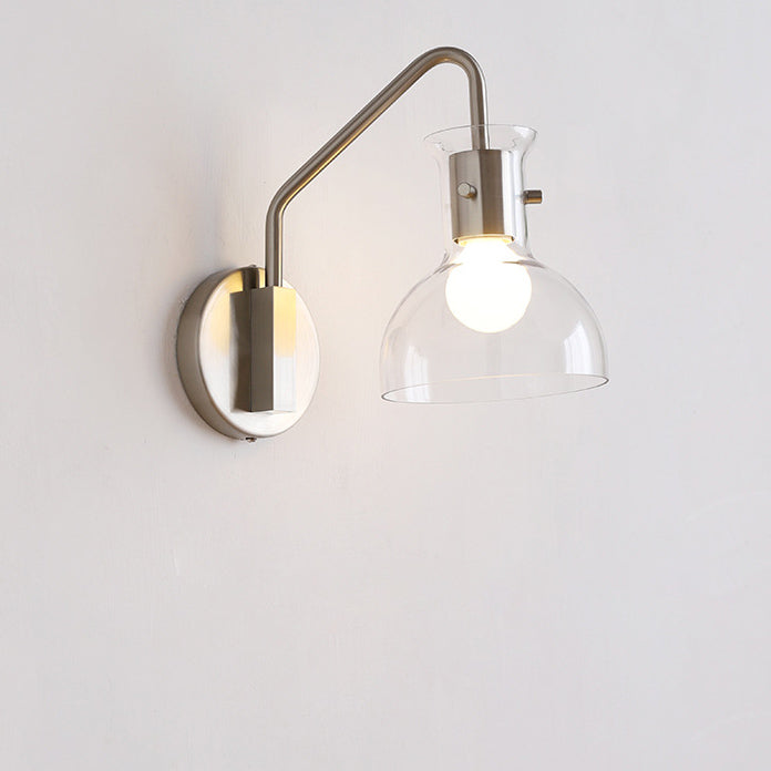 Iron Glass Semi-Circular Transparent Wall Lamp