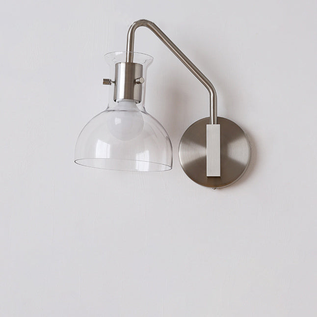 Iron Glass Semi-Circular Transparent Wall Lamp