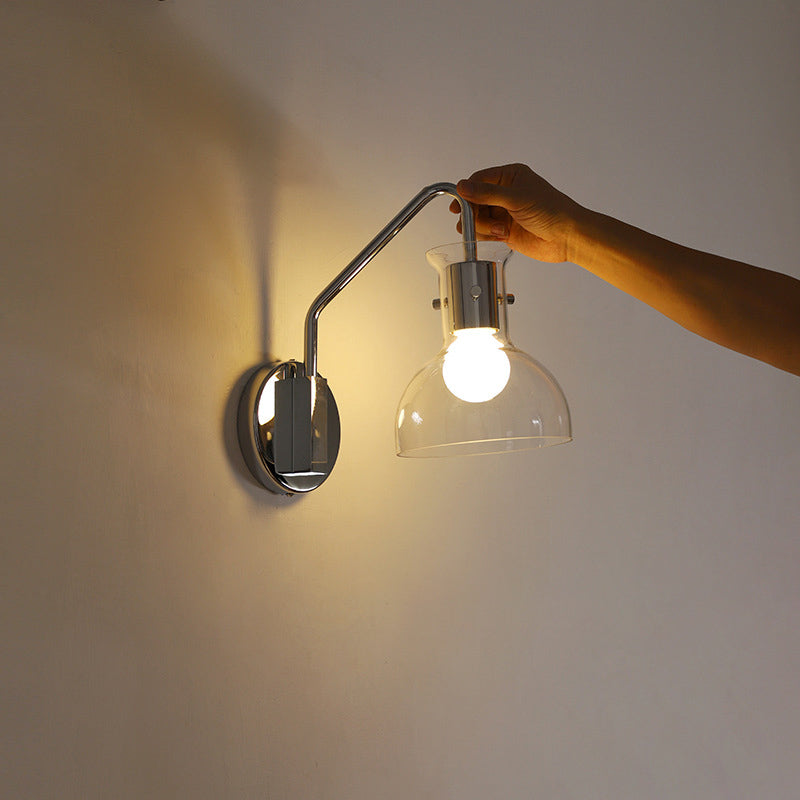 Iron Glass Semi-Circular Transparent Wall Lamp
