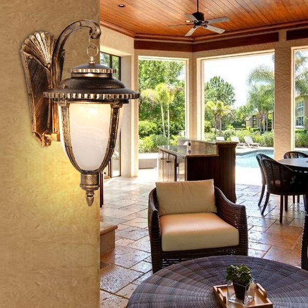 Aluminum Glass Patterned Lampshade Outdoor Light