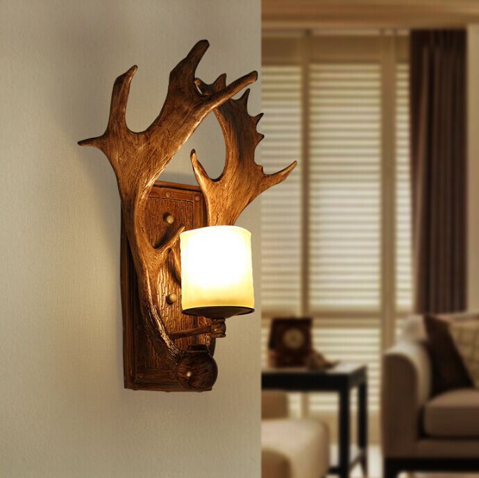 Resin Glass Deer Antler Wall Lamp