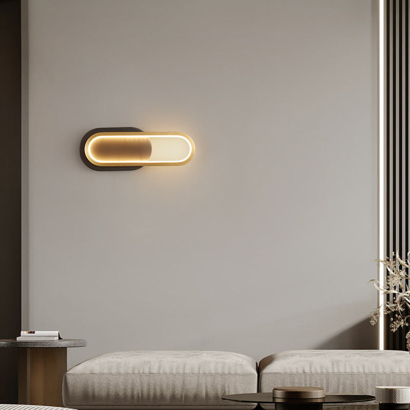 Brass Acrylic Oval Bedroom Wall Lamp