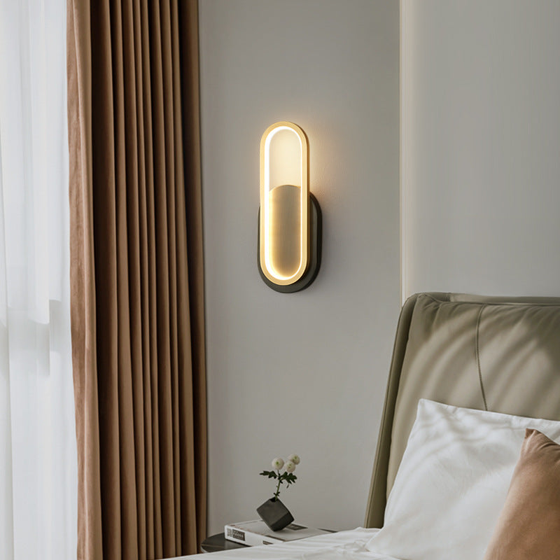 Brass Acrylic Oval Bedroom Wall Lamp