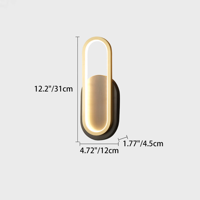 Brass Acrylic Oval Bedroom Wall Lamp
