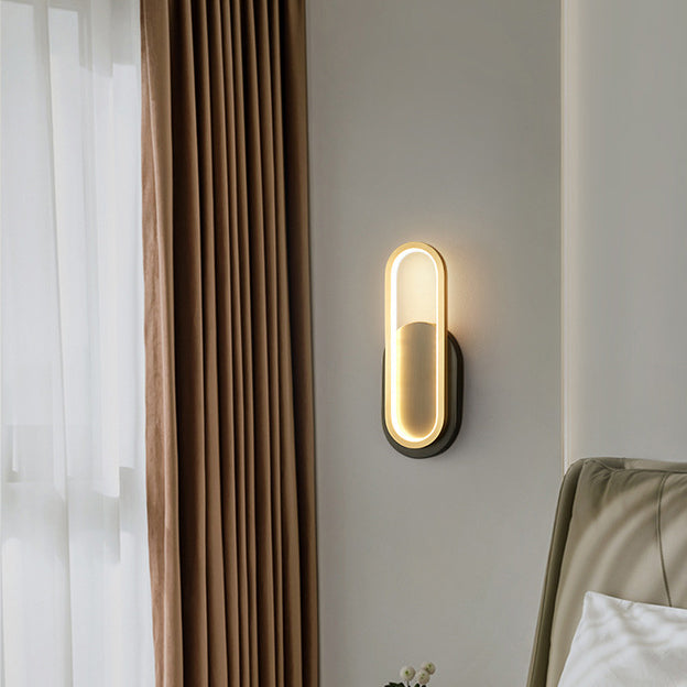 Brass Acrylic Oval Bedroom Wall Lamp