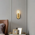 Brass Acrylic Oval Bedroom Wall Lamp