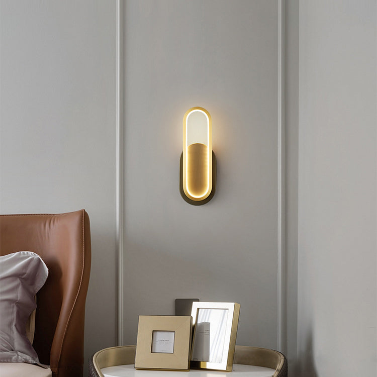 Brass Acrylic Oval Bedroom Wall Lamp