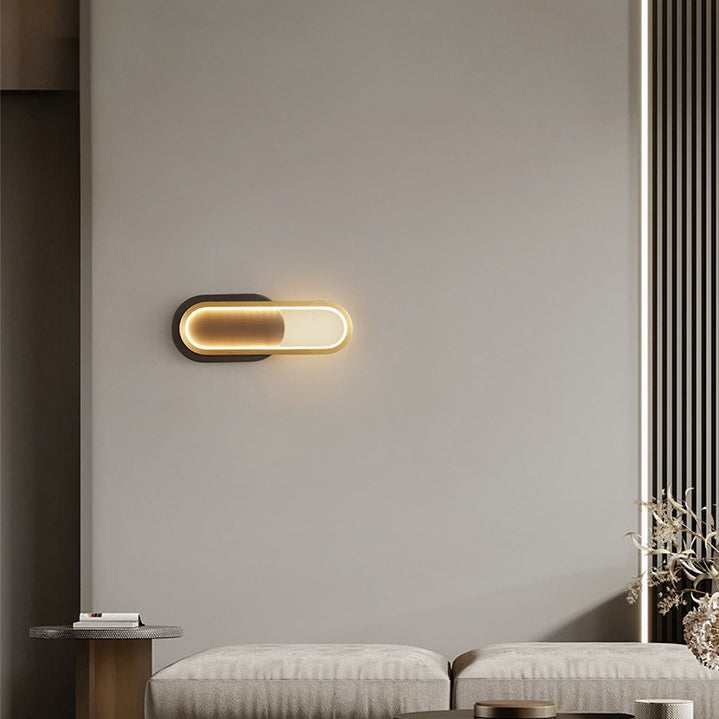 Brass Acrylic Oval Bedroom Wall Lamp