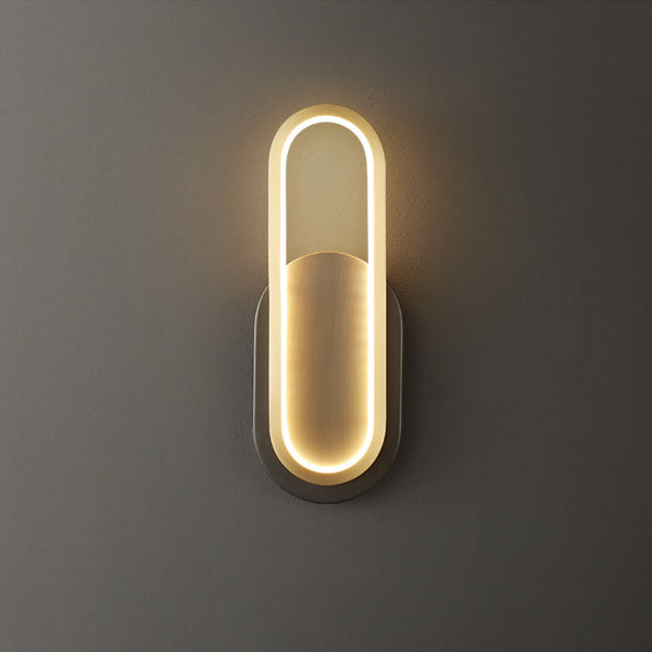 Brass Acrylic Oval Bedroom Wall Lamp