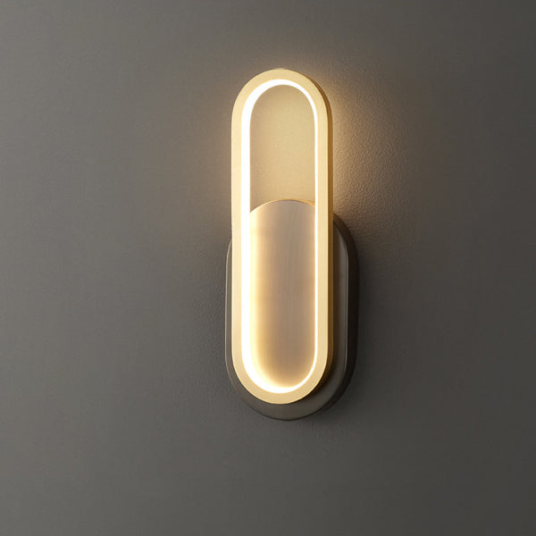 Brass Acrylic Oval Bedroom Wall Lamp