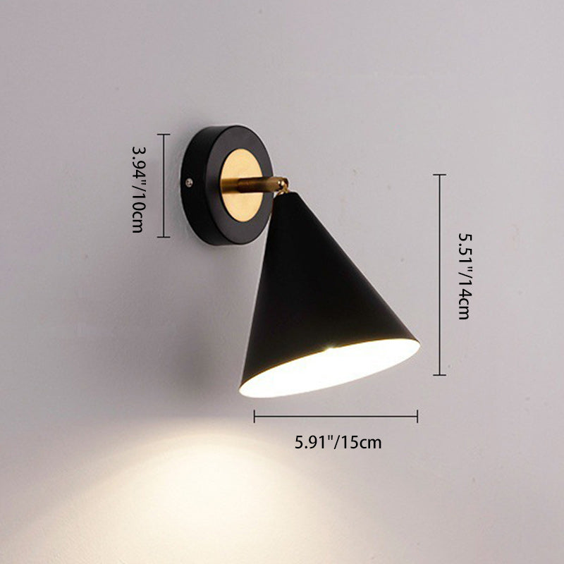 Iron Cone Rotatable Bedroom Wall Lamp