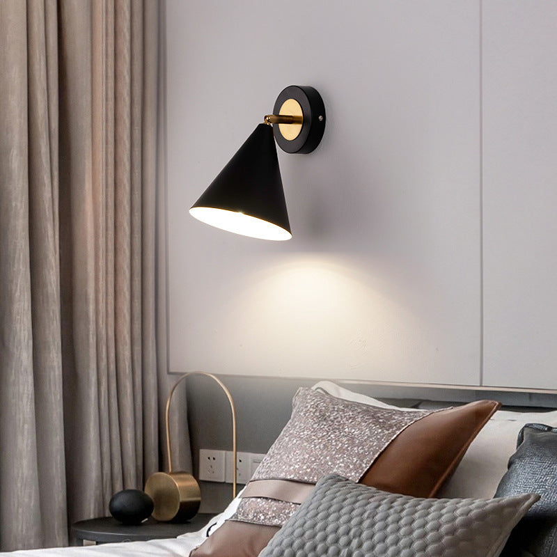 Iron Cone Rotatable Bedroom Wall Lamp