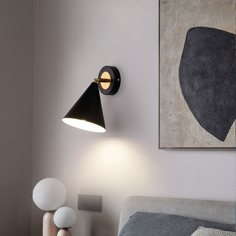 Iron Cone Rotatable Bedroom Wall Lamp