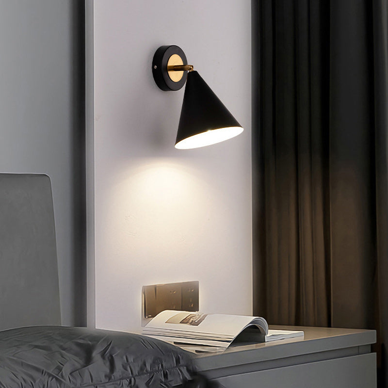 Iron Cone Rotatable Bedroom Wall Lamp