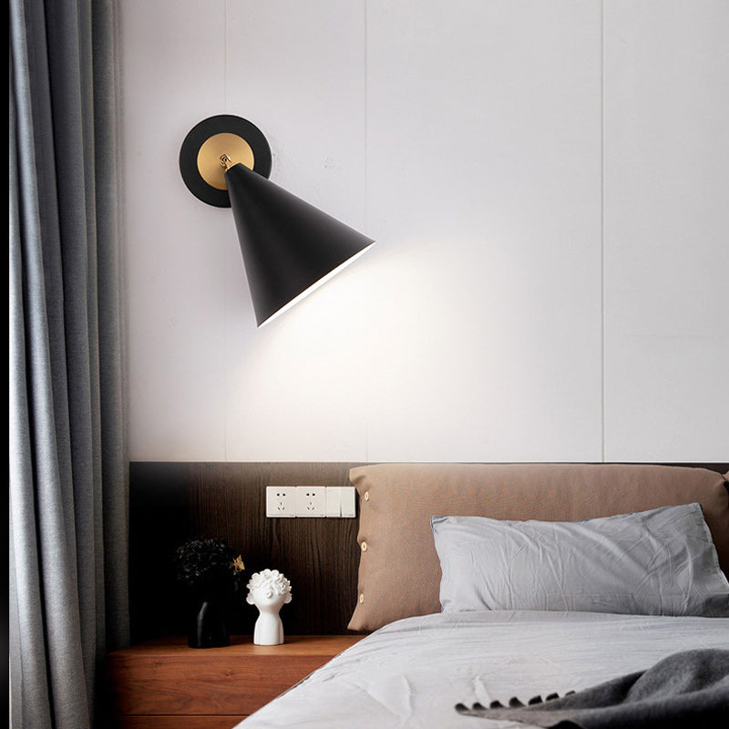 Iron Cone Rotatable Bedroom Wall Lamp