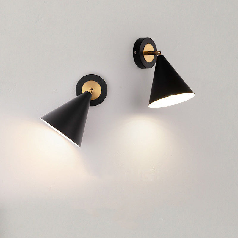 Iron Cone Rotatable Bedroom Wall Lamp