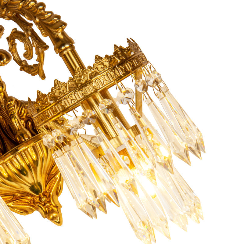 Solid Brass Crystal Carved Wall Lamp