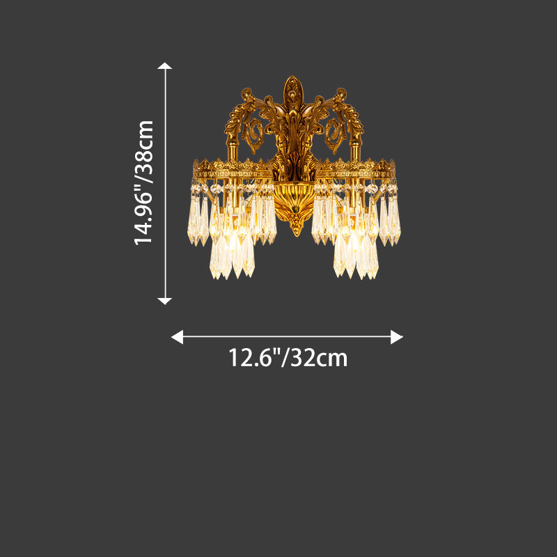 Solid Brass Crystal Carved Wall Lamp