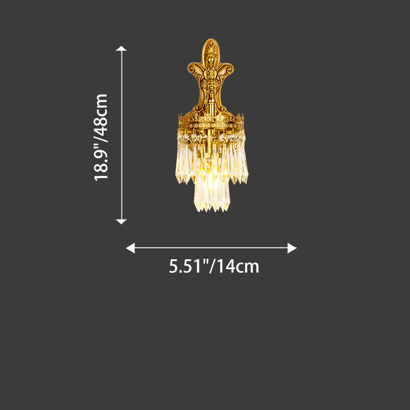 Solid Brass Crystal Carved Wall Lamp