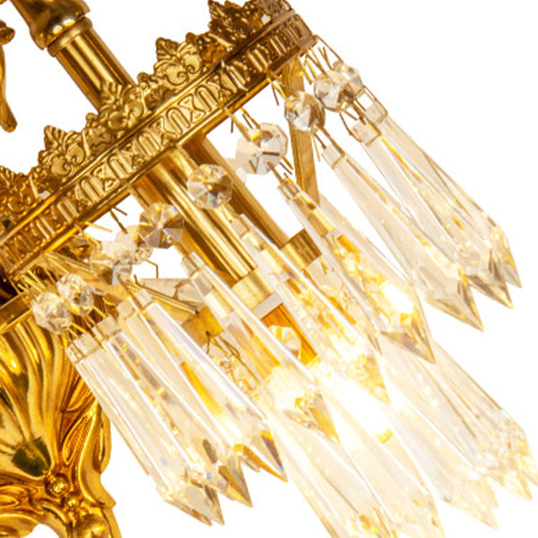 Solid Brass Crystal Carved Wall Lamp