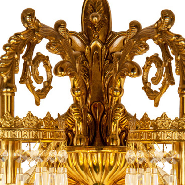 Solid Brass Crystal Carved Wall Lamp