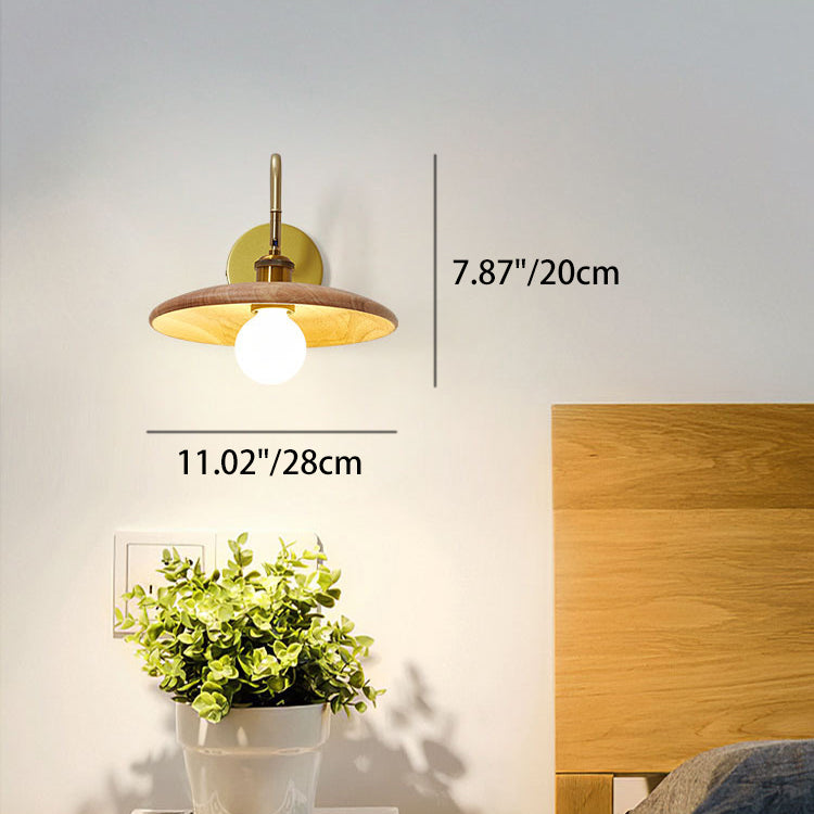 Rubberwood Iron Acrylic Round Wall Lamp