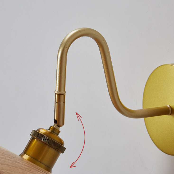 Rubberwood Iron Acrylic Round Wall Lamp