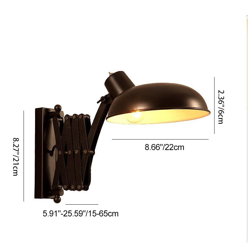 Iron Extendable Arm Round Wall Lamp