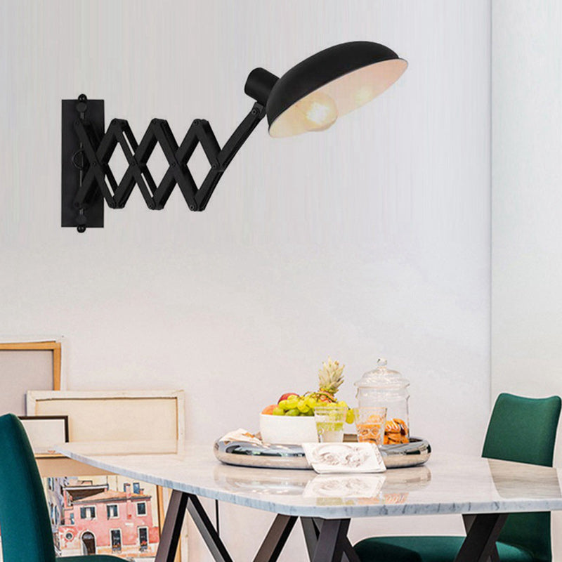 Iron Extendable Arm Round Wall Lamp